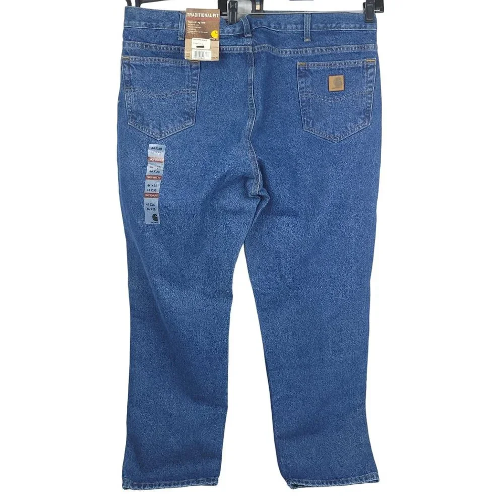 Carhartt Jeans NEW Men 44x30 Traditional Fit Tapered Leg Dark Wash Denim Work - Picture 4 of 12